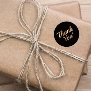 Elegant Black and Gold Thank You Stickers 500pc NWT